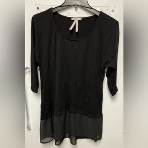 Dantelle Black Scoop Neck Tunic with Sheer Hem